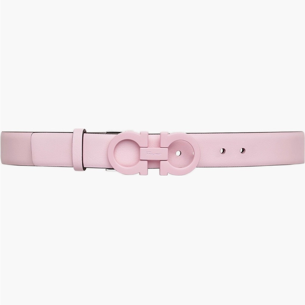 NWT Salvatore Ferragamo Pink Leather Belt with Pink Buckle